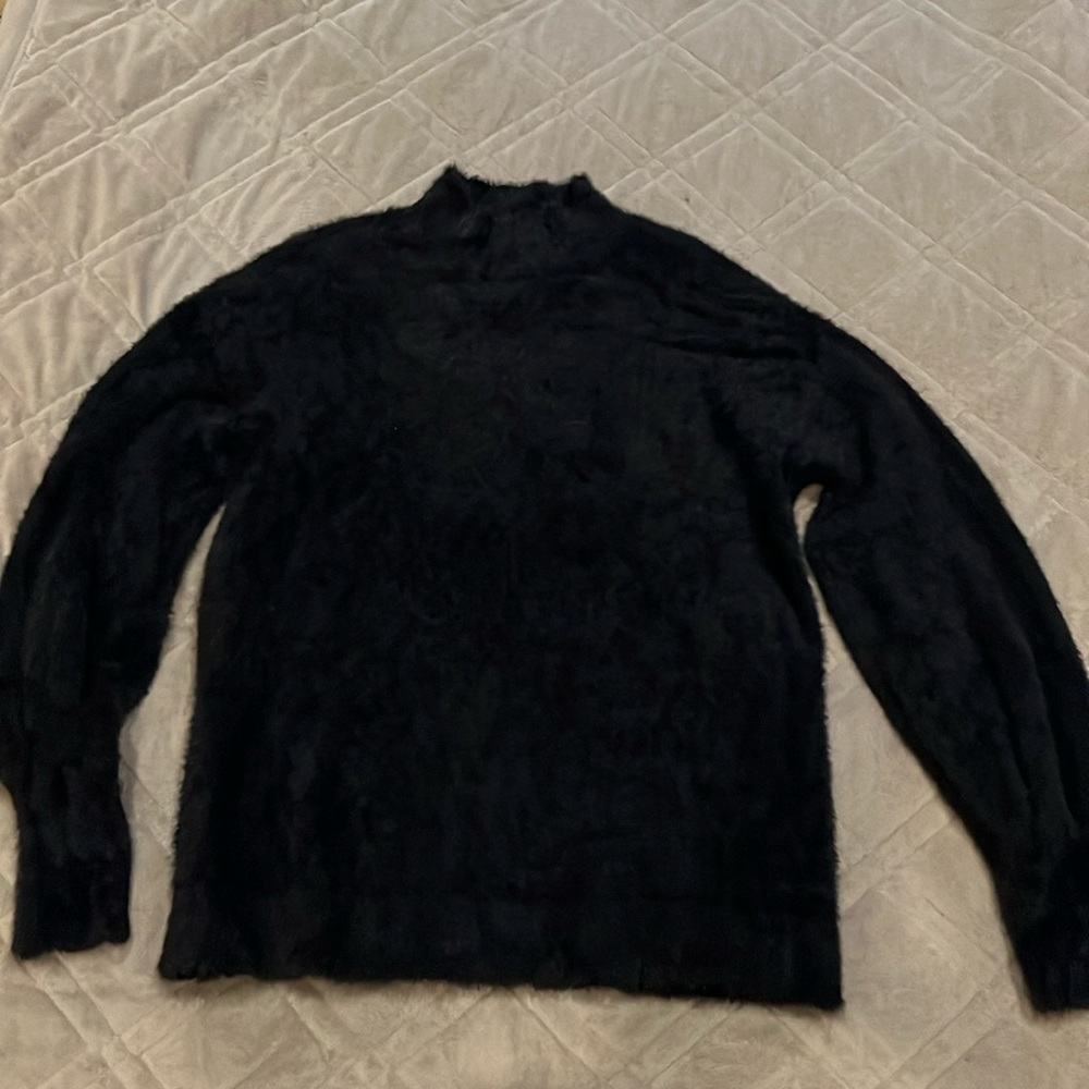 Chicos size 0/small black very soft, fuzzy black Mock neck sweater